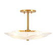 Load image into Gallery viewer, Farmhouze Light - Mid - Century Round Saucer Wide Glass Semi Flush Ceiling Light - Ceiling Light - Brass - 

