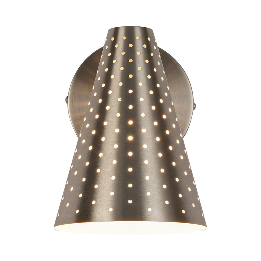 Farmhouze Light - Mid - Century Stylish 1 - Light Metal Cone Bathroom Wall Lamp - Wall Sconce - Nickel - 