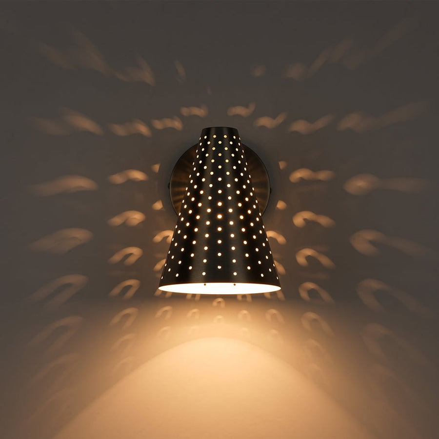 Farmhouze Light - Mid - Century Stylish 1 - Light Metal Cone Bathroom Wall Lamp - Wall Sconce - Nickel - 