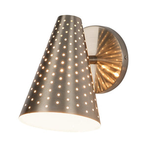 Farmhouze Light - Mid - Century Stylish 1 - Light Metal Cone Bathroom Wall Lamp - Wall Sconce - Nickel - 
