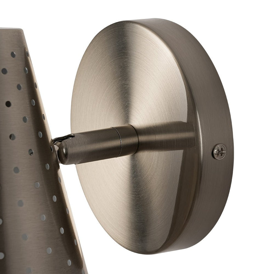 Farmhouze Light - Mid - Century Stylish 1 - Light Metal Cone Bathroom Wall Lamp - Wall Sconce - Nickel - 