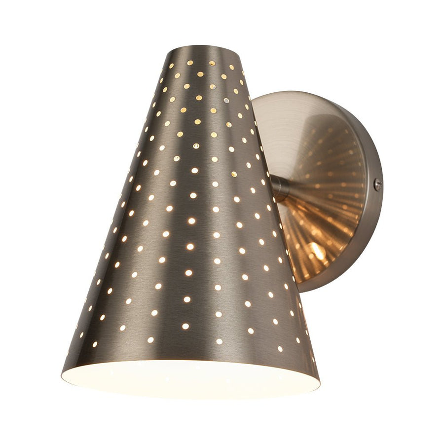 Farmhouze Light - Mid - Century Stylish 1 - Light Metal Cone Bathroom Wall Lamp - Wall Sconce - Nickel - 