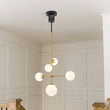 Load image into Gallery viewer, Farmhouze Light-Mid-Century Tiered Frosted Glass Globe Sputnik Entry Chandelier-Chandelier-Brass Black-
