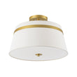 Load image into Gallery viewer, Farmhouze Light-Mid-Century White Fabric Round Drum Shade Ceiling Light-Ceiling Light-Brass-
