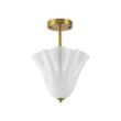 Load image into Gallery viewer, Farmhouze Light-Milk White Art Glass Pleated Flower Ceiling Light-Ceiling Light-White Glass-
