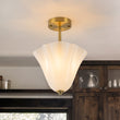 Load image into Gallery viewer, Farmhouze Light-Milk White Art Glass Pleated Flower Ceiling Light-Ceiling Light-White Glass-
