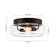 Load image into Gallery viewer, Farmhouze Light-Minimalist 2-Light Clear Glass Round Drum Flush Mount Light-Ceiling Light-Black-
