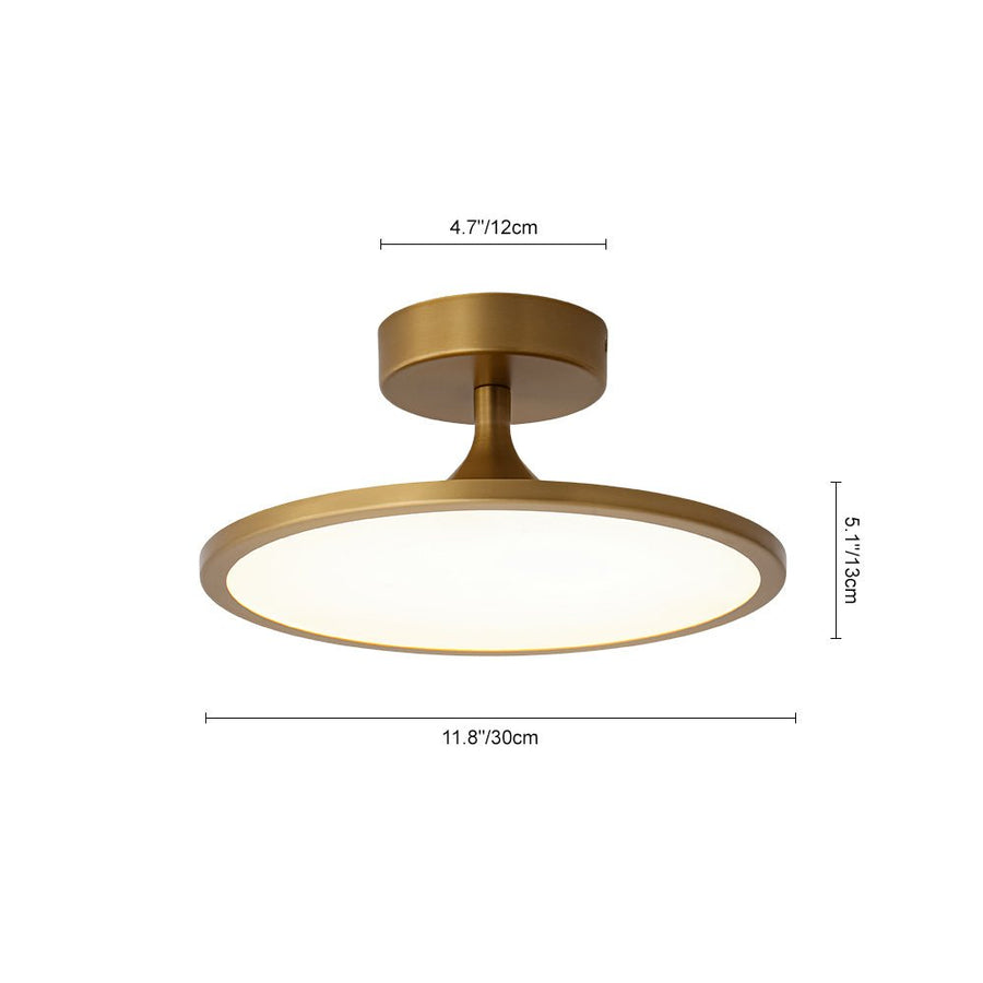 Farmhouze Light - Minimalist Dimmable LED Round Semi Flush Ceiling Light - Ceiling Light - Brass - 