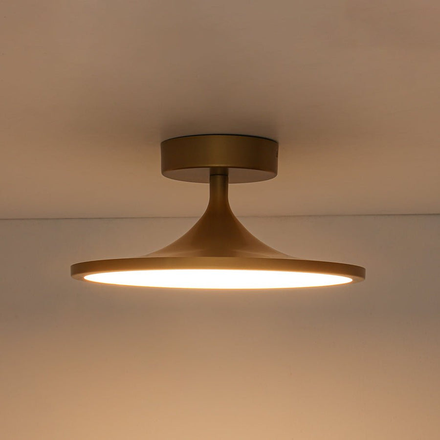 Farmhouze Light - Minimalist Dimmable LED Round Semi Flush Ceiling Light - Ceiling Light - Brass - 