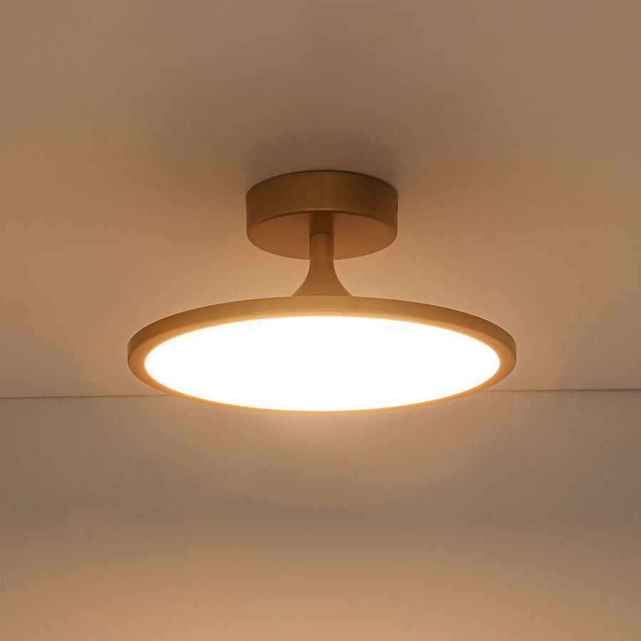 Farmhouze Light - Minimalist Dimmable LED Round Semi Flush Ceiling Light - Ceiling Light - Brass - 
