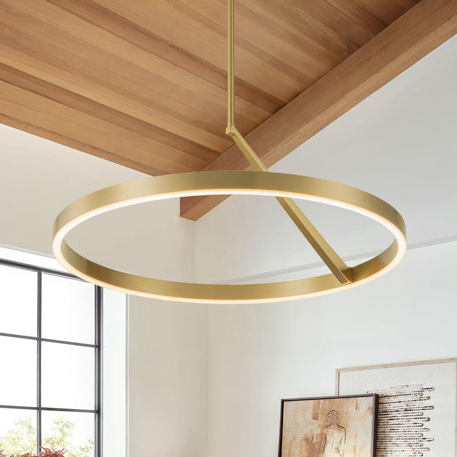 Farmhouze Light - Minimalist Dimmable LED Warm Round Halo Chandelier - Chandelier - Brass - 