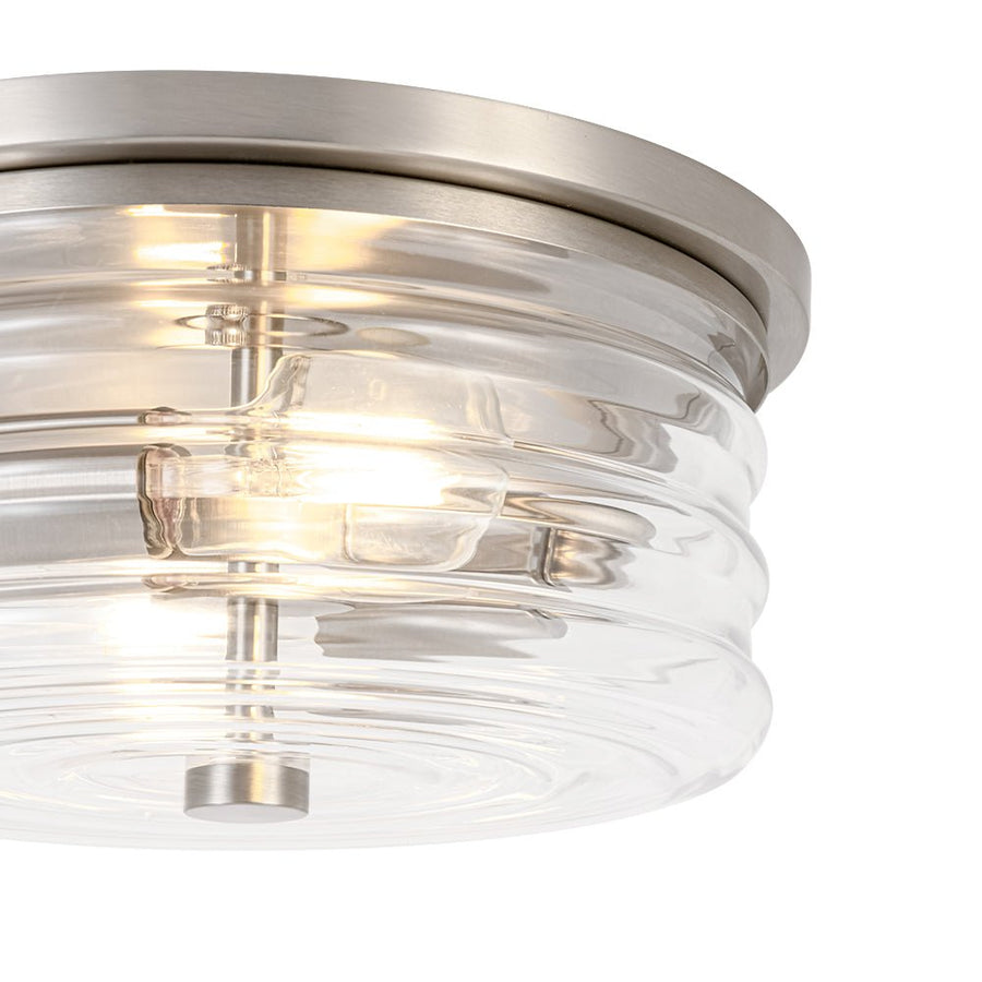Farmhouze Light - Minimalist Nickel Clear Layer Glass Drum Ceiling Light - Ceiling Light - 9.8 in. - 