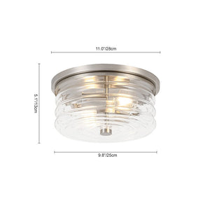 Farmhouze Light - Minimalist Nickel Clear Layer Glass Drum Ceiling Light - Ceiling Light - 9.8 in. - 