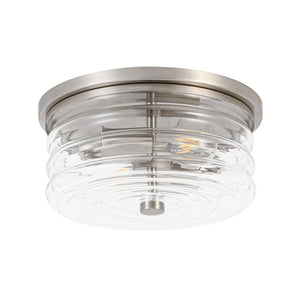 Farmhouze Light - Minimalist Nickel Clear Layer Glass Drum Ceiling Light - Ceiling Light - 9.8 in. - 