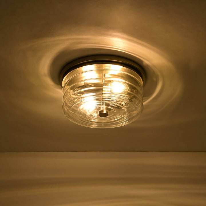 Farmhouze Light - Minimalist Nickel Clear Layer Glass Drum Ceiling Light - Ceiling Light - 9.8 in. - 