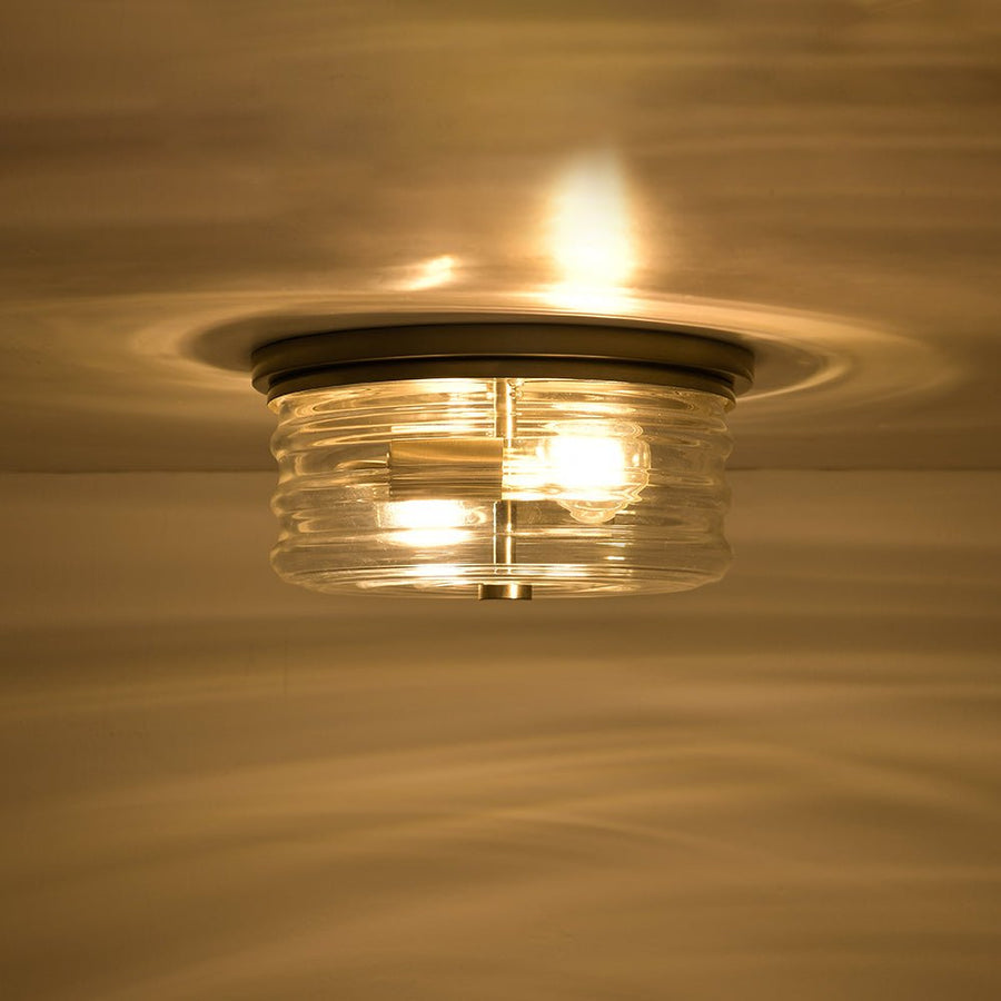 Farmhouze Light - Minimalist Nickel Clear Layer Glass Drum Ceiling Light - Ceiling Light - 9.8 in. - 