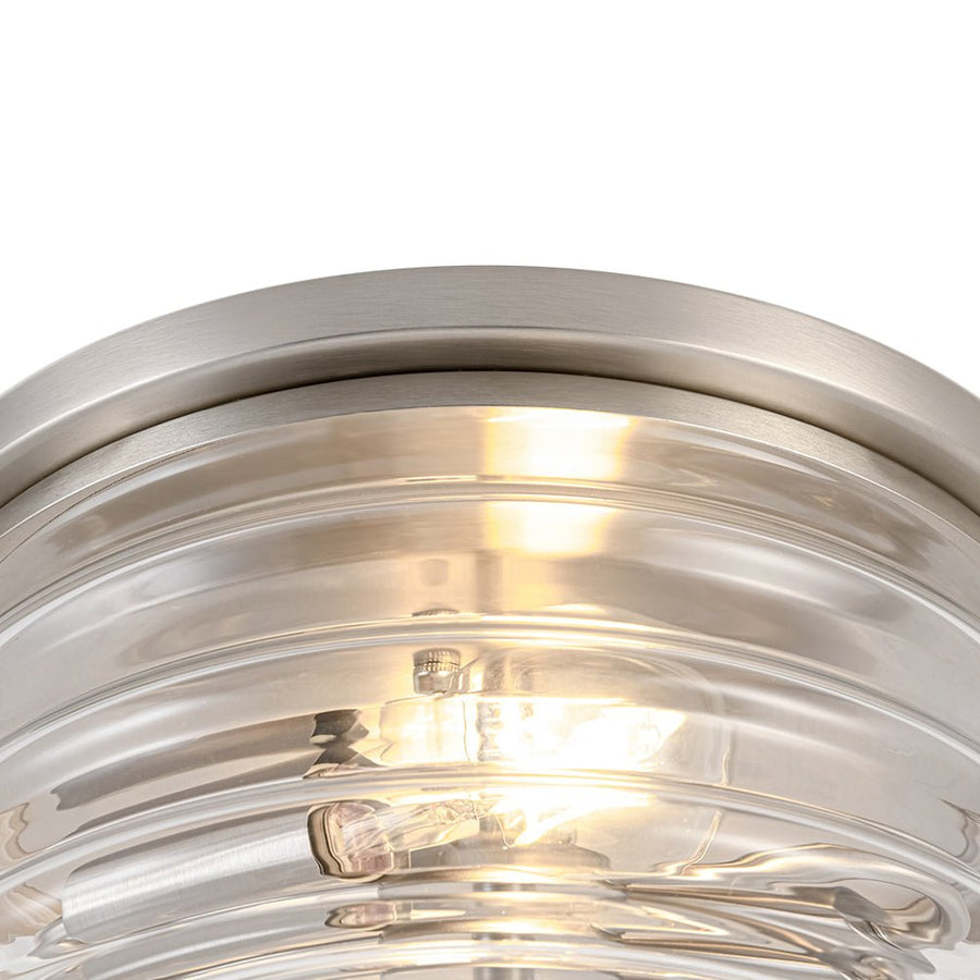 Farmhouze Light - Minimalist Nickel Clear Layer Glass Drum Ceiling Light - Ceiling Light - 9.8 in. - 