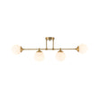 Load image into Gallery viewer, Farmhouze Light-Minimalist White Glass Globe Linear 4-Light Sputnik Semi Flush-Ceiling Light-Brass-
