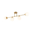 Load image into Gallery viewer, Farmhouze Light-Minimalist White Glass Globe Linear 4-Light Sputnik Semi Flush-Ceiling Light-Brass-
