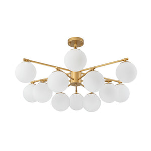 Farmhouze Light - Modern 12 - Light White Glass Globe Bubble Sputnik Ceiling Light - Ceiling Light - Brass - 