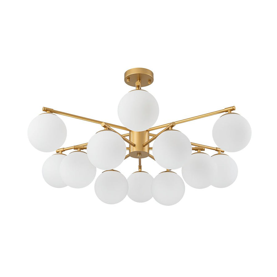 Farmhouze Light - Modern 12 - Light White Glass Globe Bubble Sputnik Ceiling Light - Ceiling Light - Brass - 