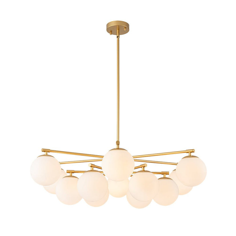 Farmhouze Light - Modern 12 - Light White Glass Globe Bubble Sputnik Ceiling Light - Ceiling Light - Brass - 