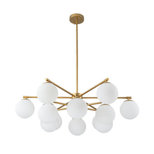 Farmhouze Light - Modern 12 - Light White Glass Globe Bubble Sputnik Ceiling Light - Ceiling Light - Brass - 