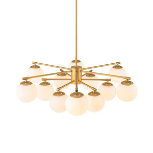 Farmhouze Light - Modern 12 - Light White Glass Globe Bubble Sputnik Ceiling Light - Ceiling Light - Brass - 