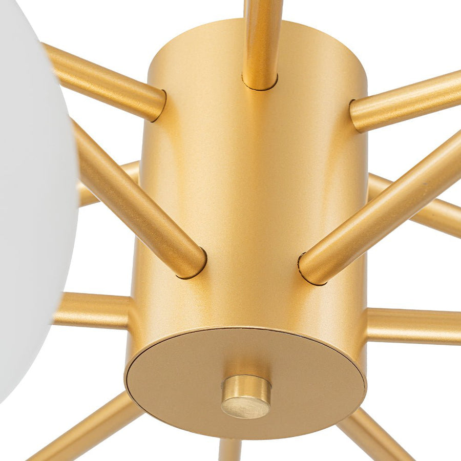 Farmhouze Light - Modern 12 - Light White Glass Globe Bubble Sputnik Ceiling Light - Ceiling Light - Brass - 