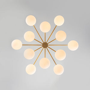 Farmhouze Light - Modern 12 - Light White Glass Globe Bubble Sputnik Ceiling Light - Ceiling Light - Brass - 