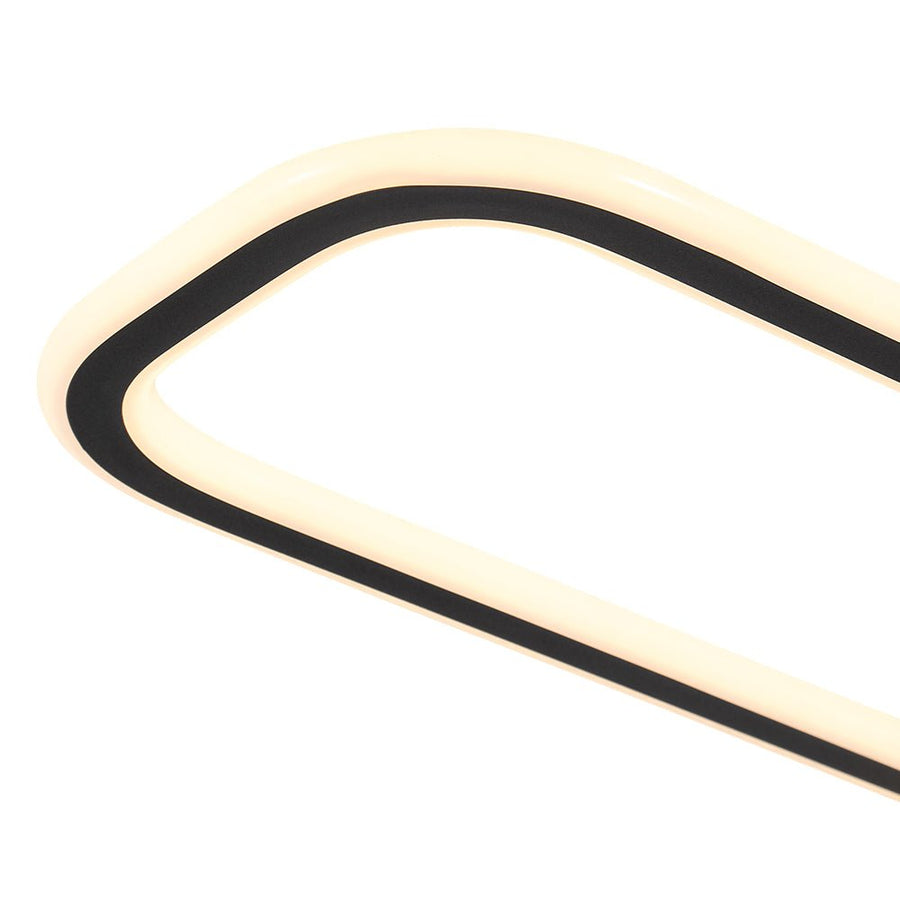 Farmhouze Light - Modern 2 - Light Linear Oblong Dimmable LED Semi Flush Mount - Ceiling Light - Black - 