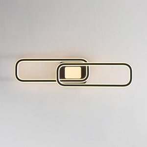 Farmhouze Light - Modern 2 - Light Linear Oblong Dimmable LED Semi Flush Mount - Ceiling Light - Black - 