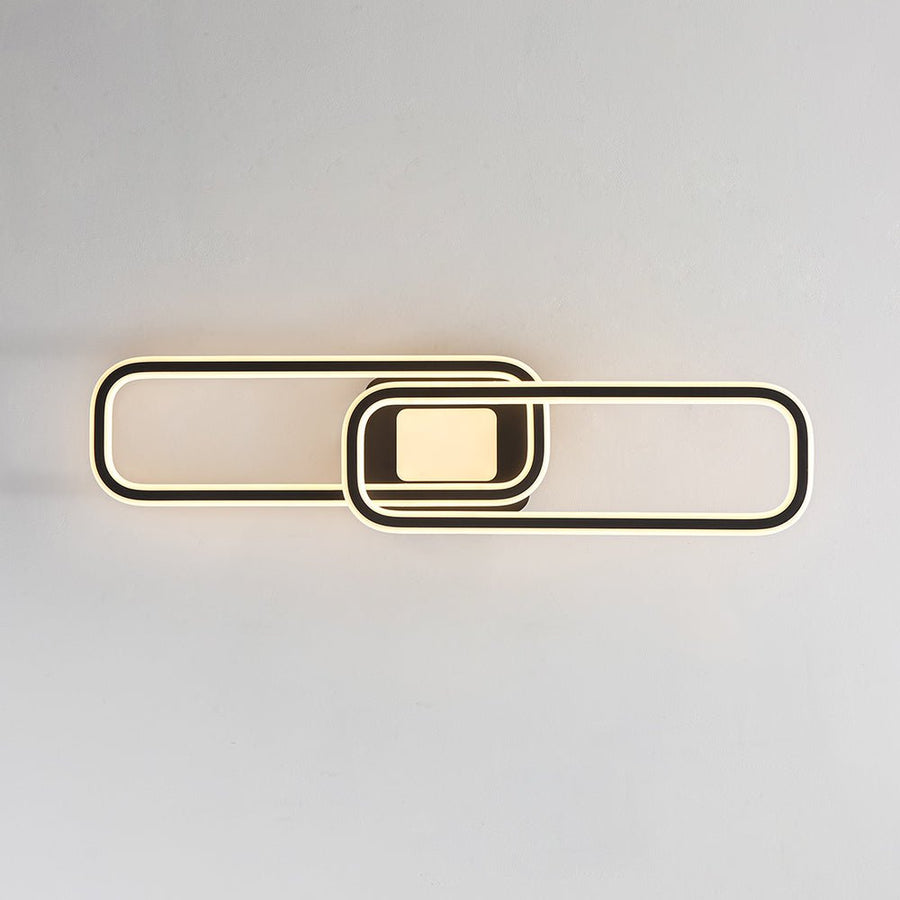 Farmhouze Light - Modern 2 - Light Linear Oblong Dimmable LED Semi Flush Mount - Ceiling Light - Black - 