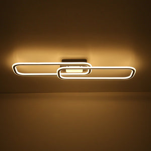Farmhouze Light - Modern 2 - Light Linear Oblong Dimmable LED Semi Flush Mount - Ceiling Light - Black - 