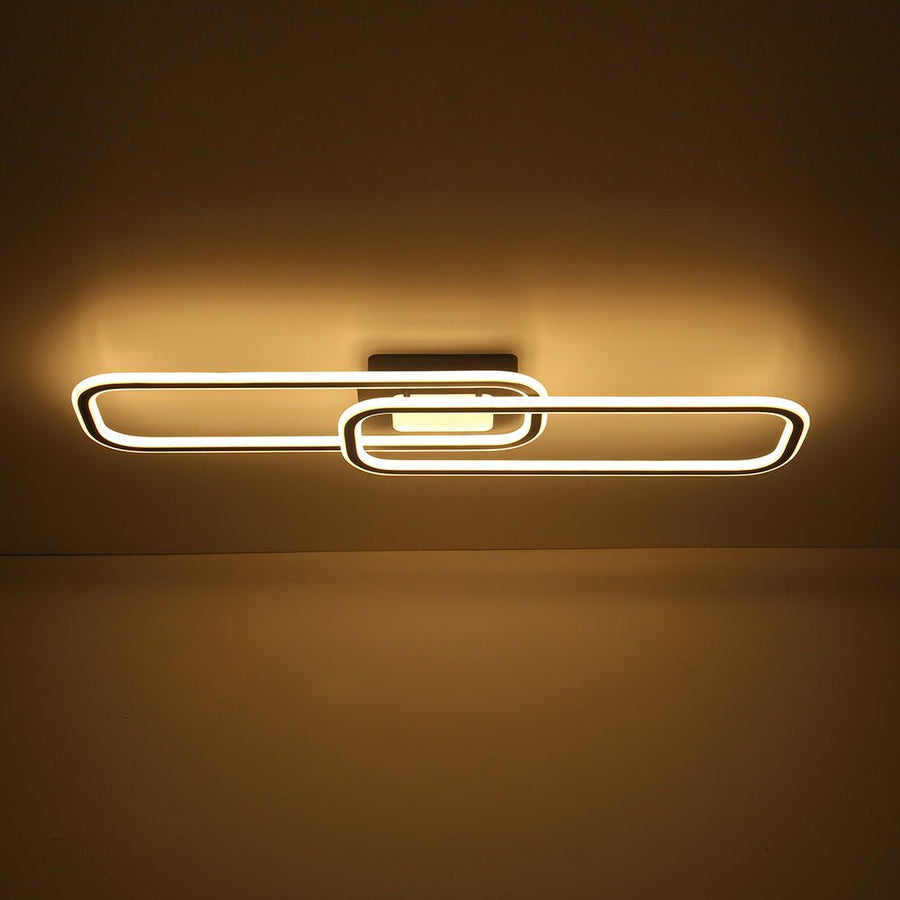 Farmhouze Light - Modern 2 - Light Linear Oblong Dimmable LED Semi Flush Mount - Ceiling Light - Black - 