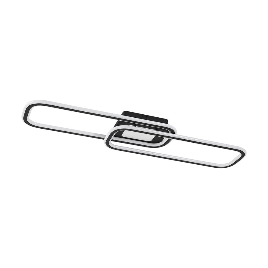 Farmhouze Light - Modern 2 - Light Linear Oblong Dimmable LED Semi Flush Mount - Ceiling Light - Black - 