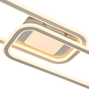 Farmhouze Light - Modern 2 - Light Linear Oblong Dimmable LED Semi Flush Mount - Ceiling Light - Nickel - 