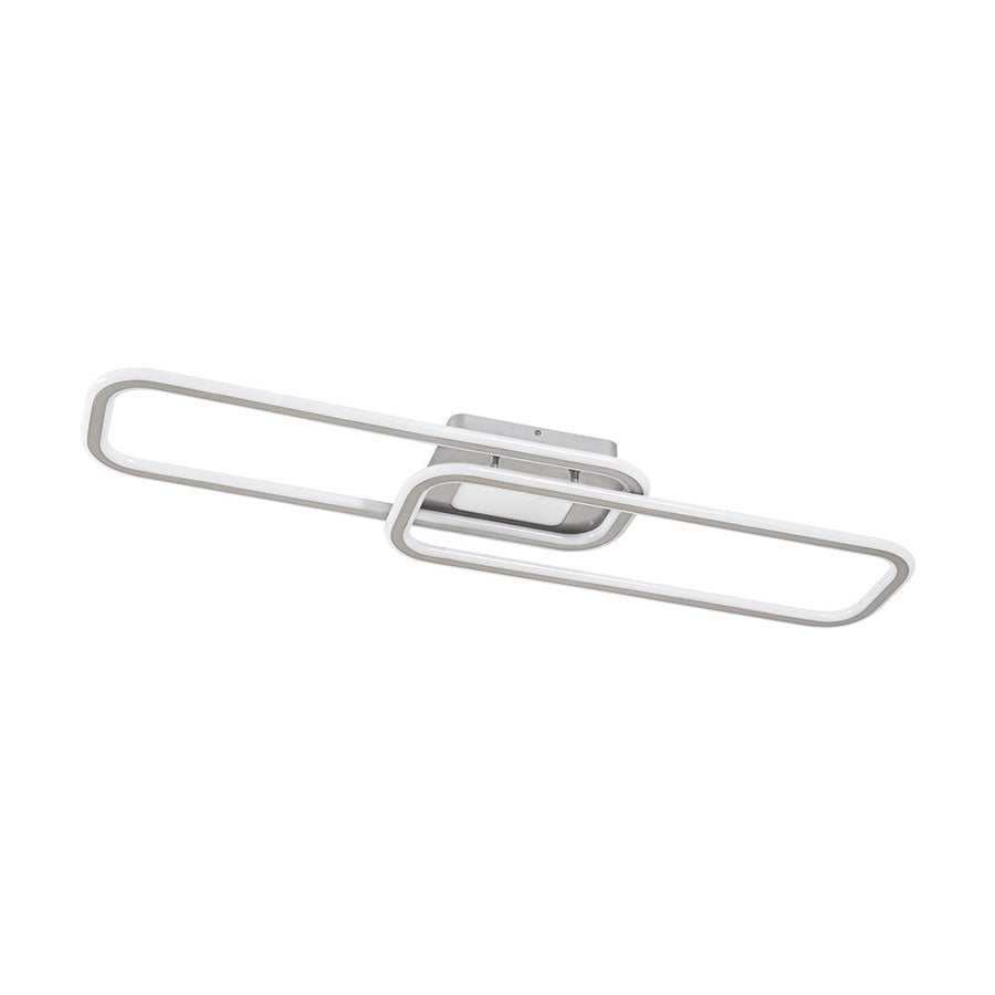 Farmhouze Light - Modern 2 - Light Linear Oblong Dimmable LED Semi Flush Mount - Ceiling Light - Nickel - 