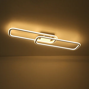 Farmhouze Light - Modern 2 - Light Linear Oblong Dimmable LED Semi Flush Mount - Ceiling Light - Nickel - 