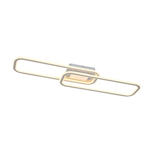 Farmhouze Light - Modern 2 - Light Linear Oblong Dimmable LED Semi Flush Mount - Ceiling Light - Nickel - 