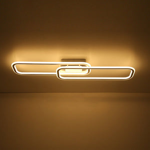 Farmhouze Light - Modern 2 - Light Linear Oblong Dimmable LED Semi Flush Mount - Ceiling Light - Nickel - 
