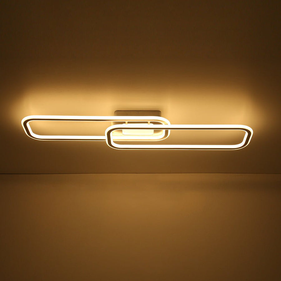Farmhouze Light - Modern 2 - Light Linear Oblong Dimmable LED Semi Flush Mount - Ceiling Light - Nickel - 