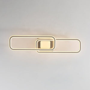 Farmhouze Light - Modern 2 - Light Linear Oblong Dimmable LED Semi Flush Mount - Ceiling Light - Nickel - 