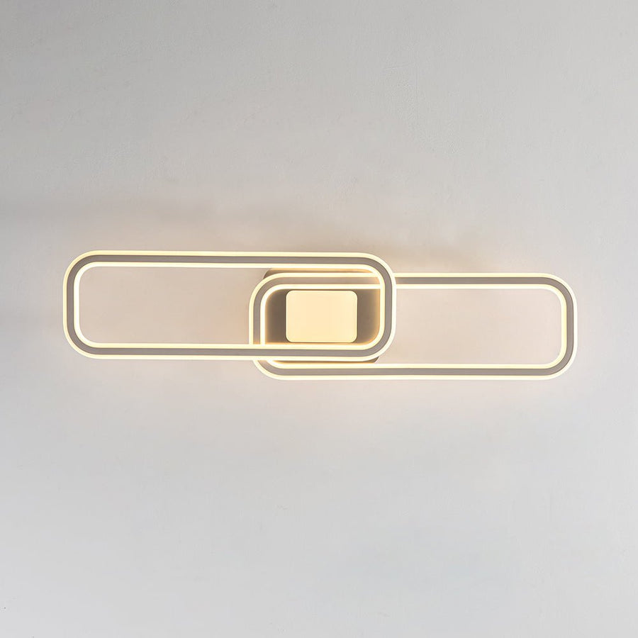 Farmhouze Light - Modern 2 - Light Linear Oblong Dimmable LED Semi Flush Mount - Ceiling Light - Nickel - 