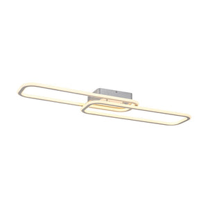 Farmhouze Light - Modern 2 - Light Linear Oblong Dimmable LED Semi Flush Mount - Ceiling Light - Nickel - 