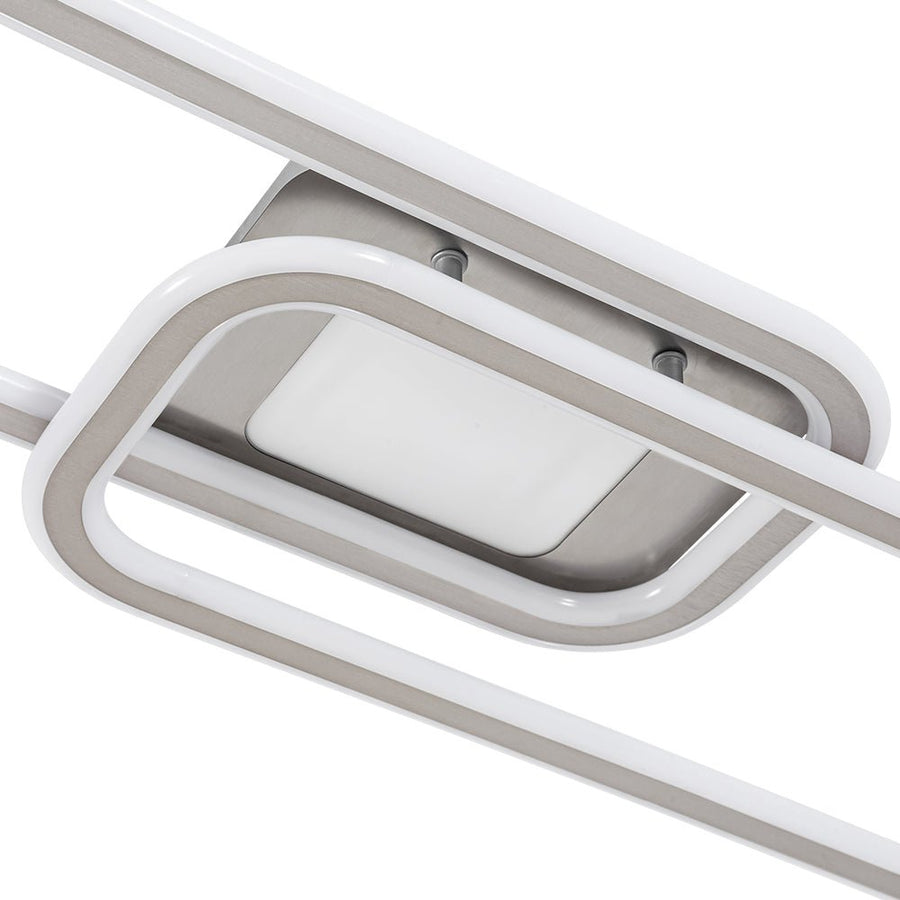 Farmhouze Light - Modern 2 - Light Linear Oblong Dimmable LED Semi Flush Mount - Ceiling Light - Nickel - 