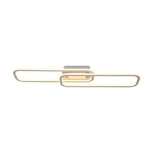 Farmhouze Light - Modern 2 - Light Linear Oblong Dimmable LED Semi Flush Mount - Ceiling Light - Nickel - 
