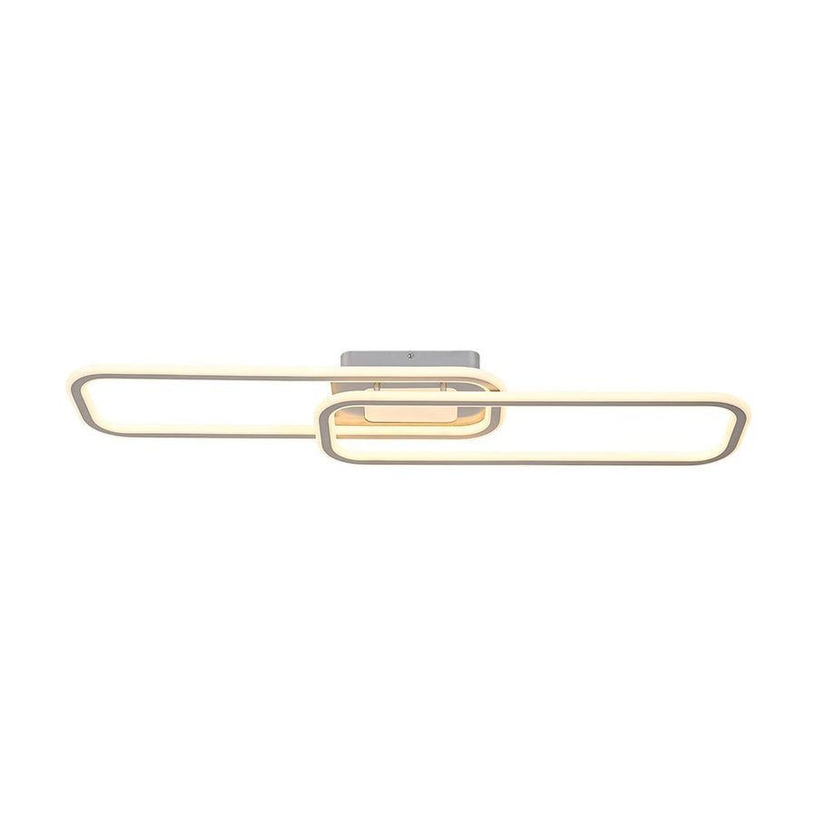 Farmhouze Light - Modern 2 - Light Linear Oblong Dimmable LED Semi Flush Mount - Ceiling Light - Nickel - 