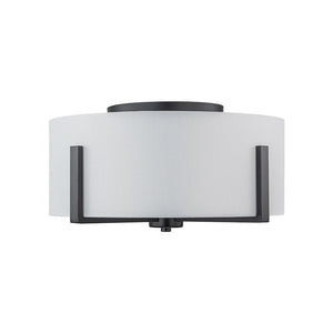 Farmhouze Light - Modern 2 - Light White Fabric Drum Flush Ceiling Light - Ceiling Light - Brass - 