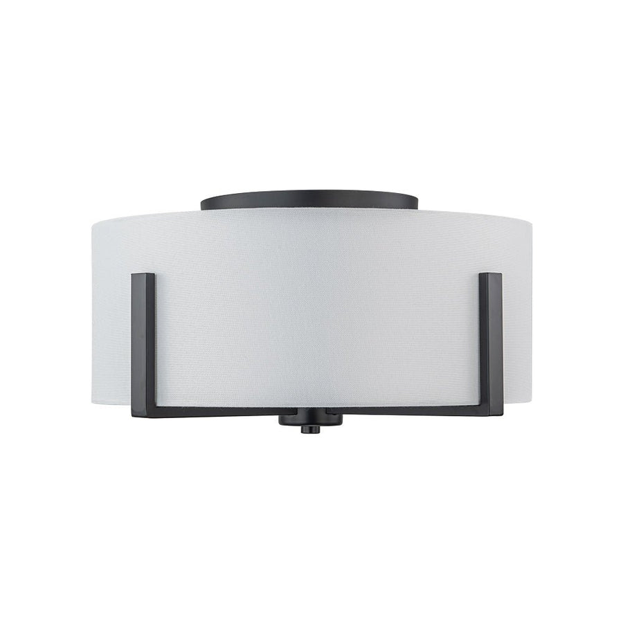 Farmhouze Light - Modern 2 - Light White Fabric Drum Flush Ceiling Light - Ceiling Light - Brass - 